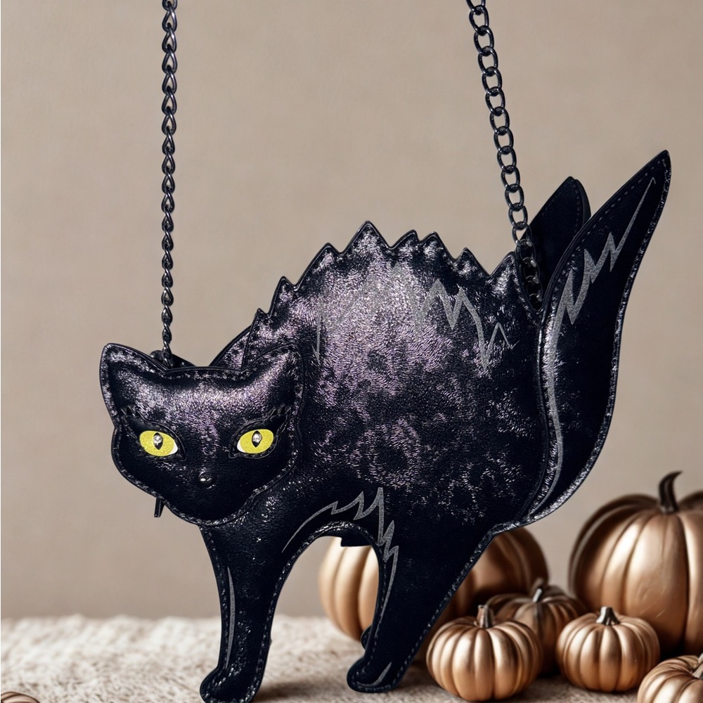 HTF retired Betsey Johnson Black Cat Crossbody Bag.